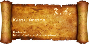 Kmety Anetta névjegykártya